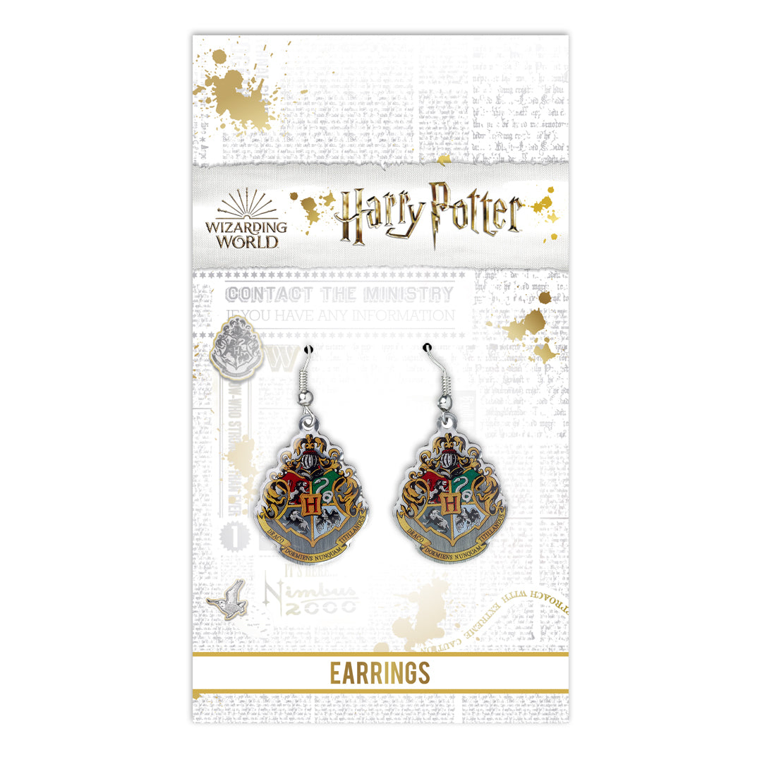 Harry Potter Official Hogwarts Crest Drop Earrings